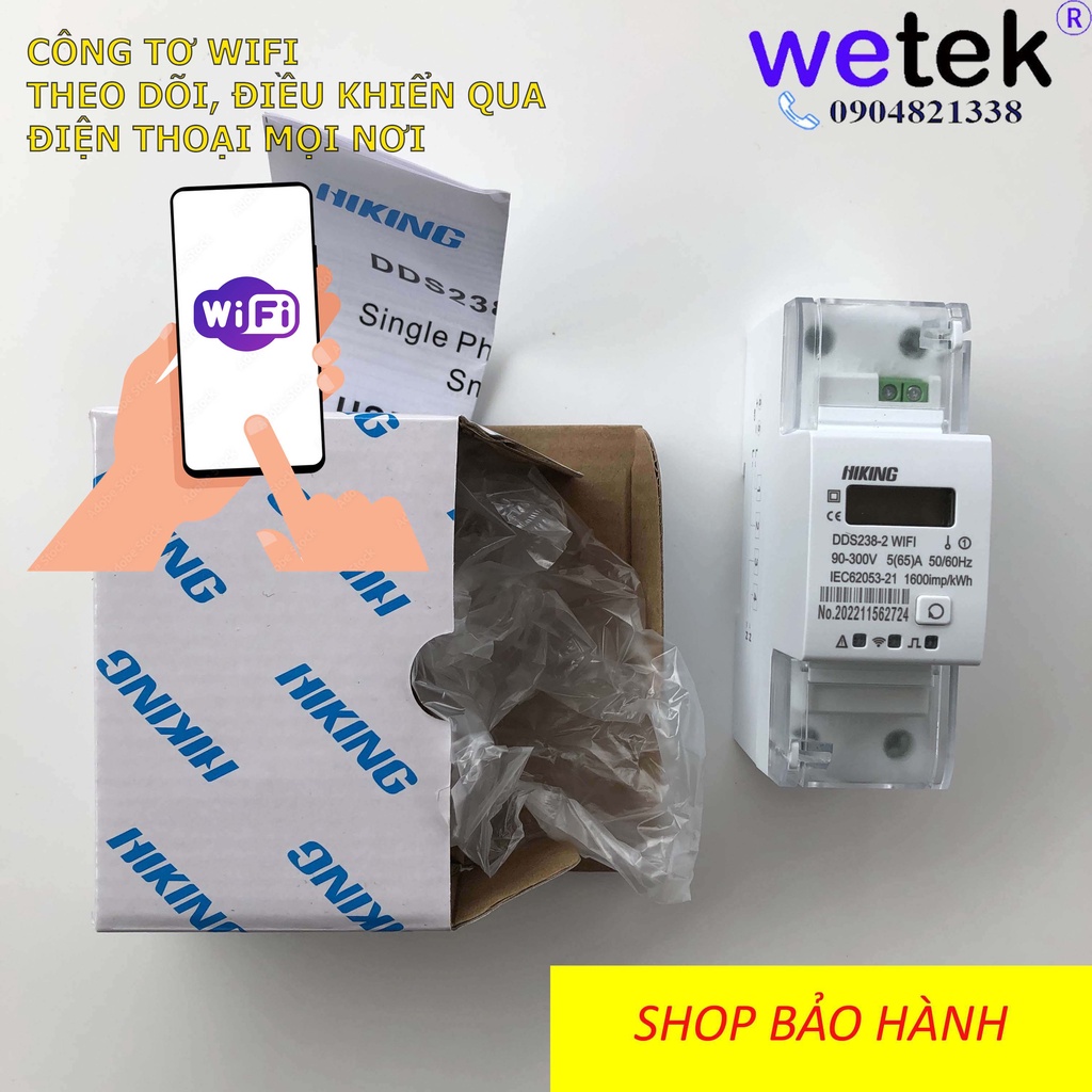 Công tơ 2 chiều DDS238-2 Wifi, chuẩn Tuya cho Smarthome, Solar, NLMT, thông minh, bật tắt qua APP, BH 12T, hãng Hiking