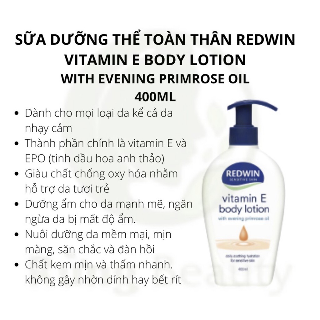 CHÍNH HÃNG] Sữa dưỡng thể RedWin Body Lotion 400ml ( Dưỡng ẩm toàn thân)  giá cạnh tranh