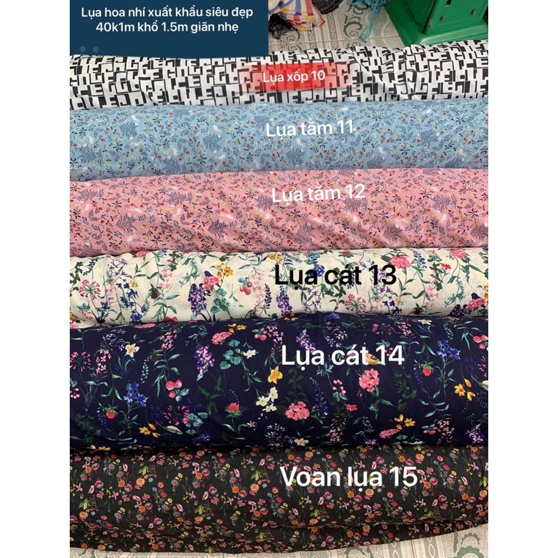 Vải Voan hoa nhí , Lụa Hoa, Hàn Quốc 100% có 12 màu- May áo Nhẹ bay- Váy maxi rất đẹp