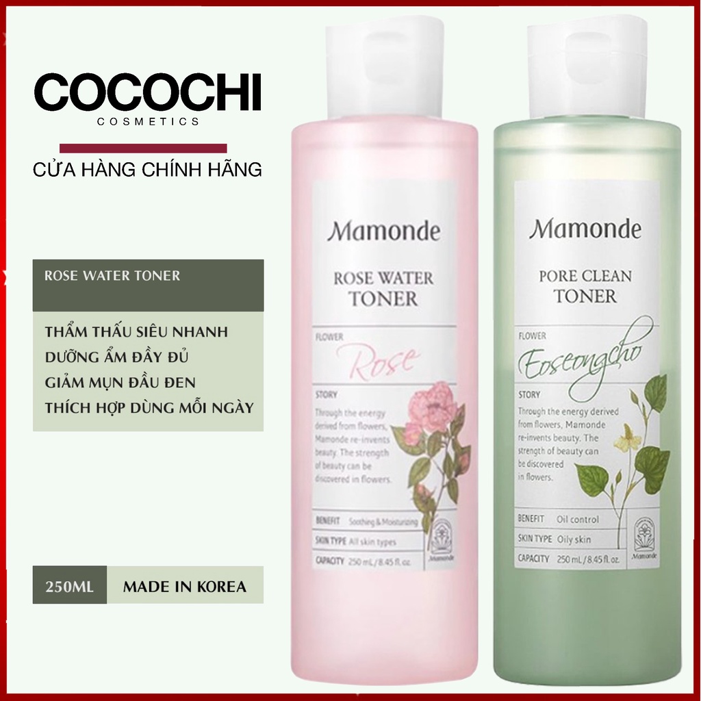 Toner diếp cá - Mamonde Toner - Nước hoa hồng Mamonde rose water 250ml