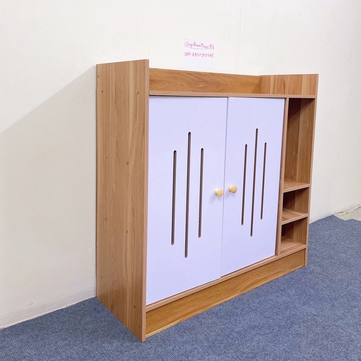 Tủ giày gỗ cửa trắng thông minh hiện đại kệ giày kệ gỗ chất liệu MDF cao cấp 80x80x30cm