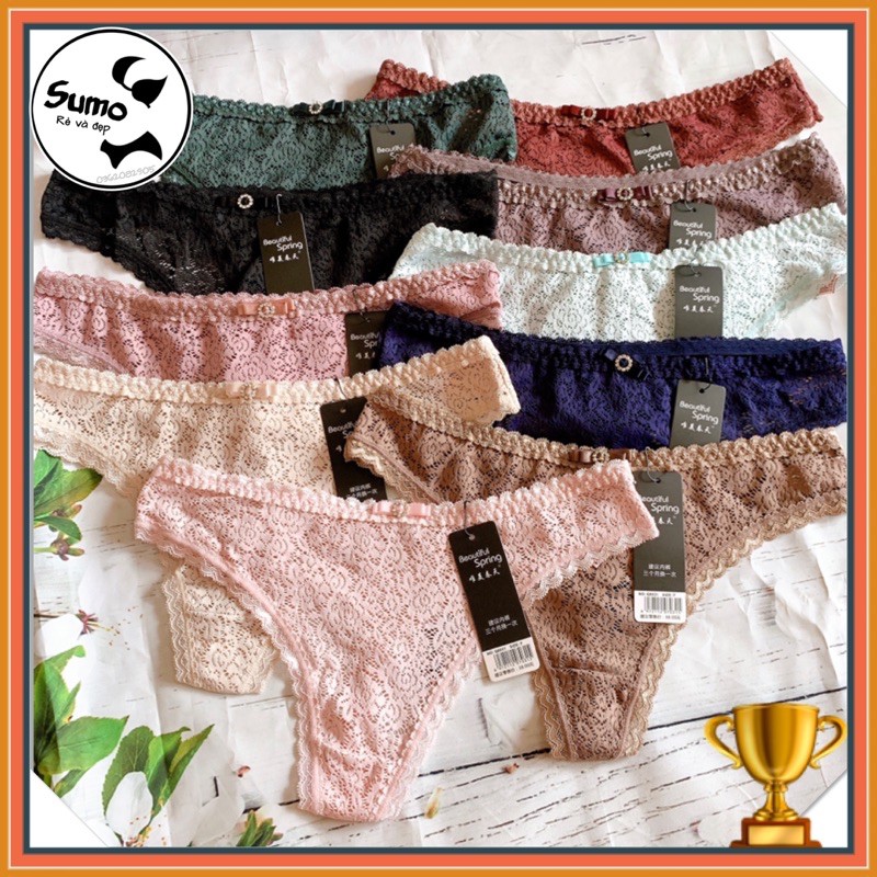 Combo 3 quần lọt khe - quần chip  ren mềm gợi cảm, secxy by SUMO Underwear - Q8031 Spring. Ảnh và video thật