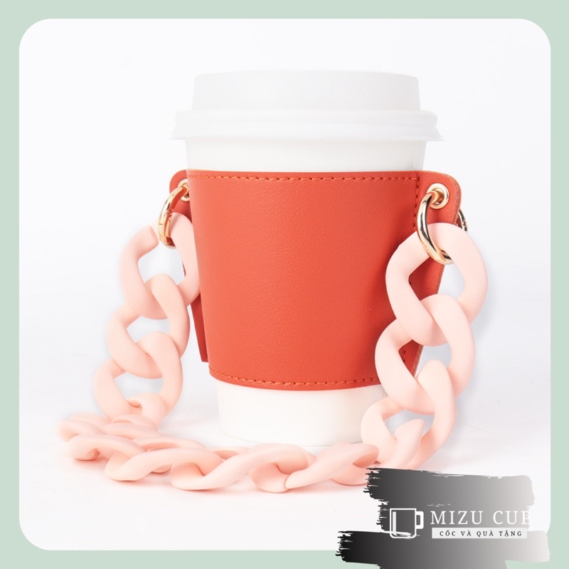 Túi da đựng ly trà / cà phê chống bỏng cá tính | cupholder