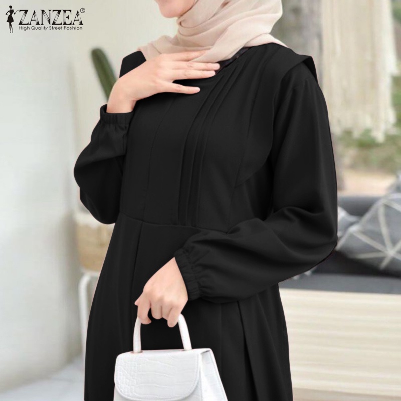 Váy maxi Zanzea tay dài có khóa kéo sau lưng phong cách cổ điển thời trang cho nữ