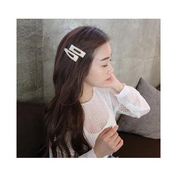 Kẹp tóc đính hạt giả ngọc trai