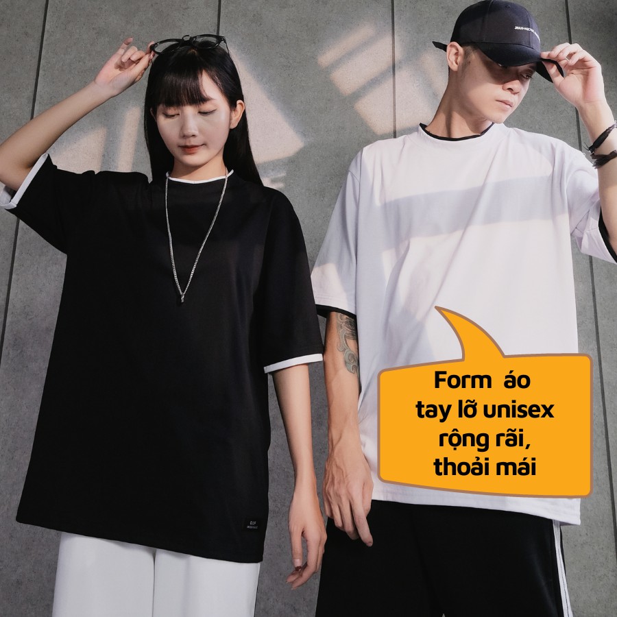 Áo Thun Layer Tay Lỡ Nam Nữ Form Dáng Rộng 2 Màu Trắng Đen Basic GUF | BigBuy360 - bigbuy360.vn