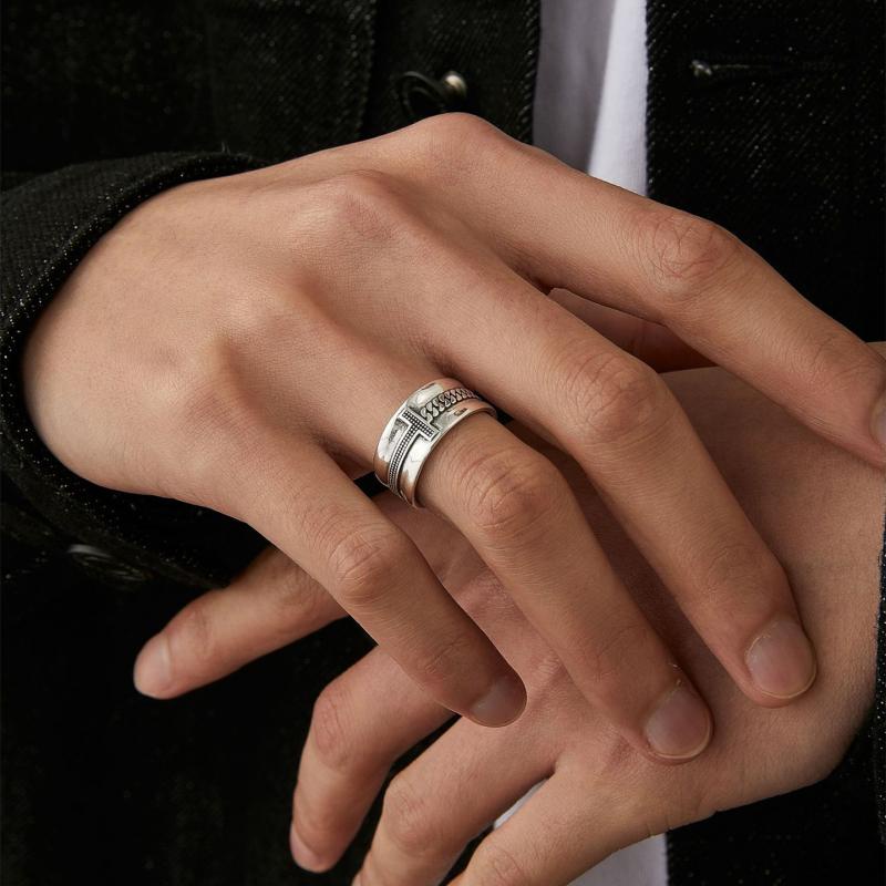 Nhẫn Mở Chữ T Có Thể Điều Chỉnh Phong Cách retro Sáng Tạo Thời Trang Mới Cho Nam