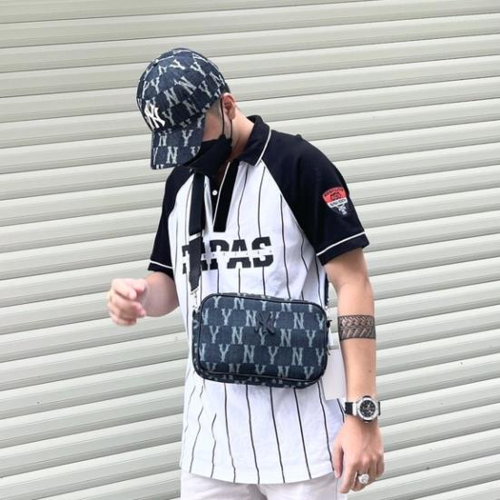 TÚI ĐEO CHÉO M L B YAN KEE DENIM GORRILA  cao cấp, chất jean bụi bặm,chống thấm nhẹ, 02 ngăn, khóa kéo