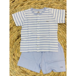 Bộ cộc cài thẳng petit kẻ trắng xanh nhạt
