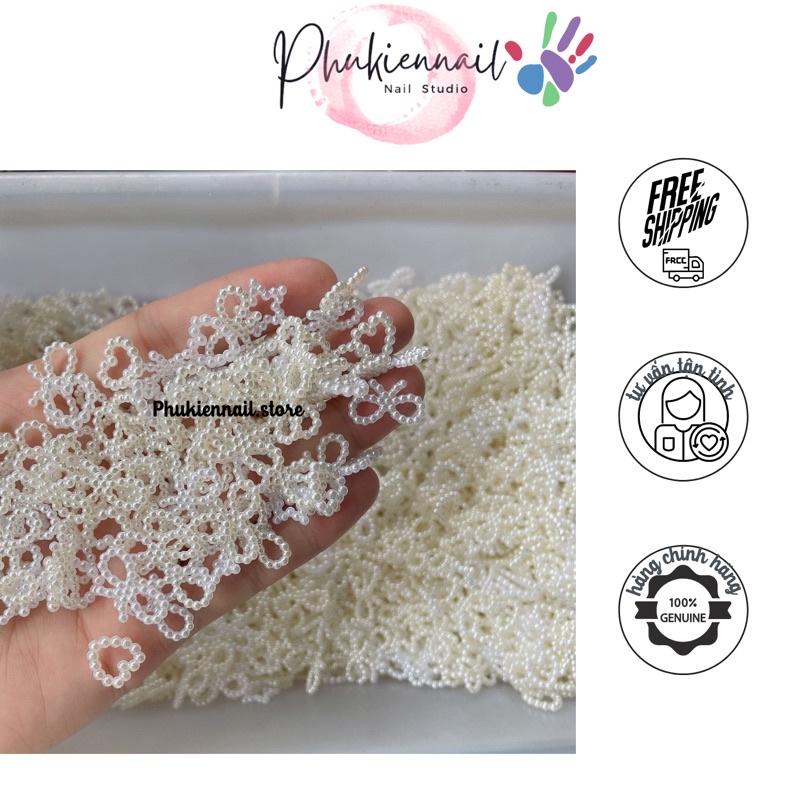 Charm hạt trai nhựa sét 5c hình tim ông sao hình nơ