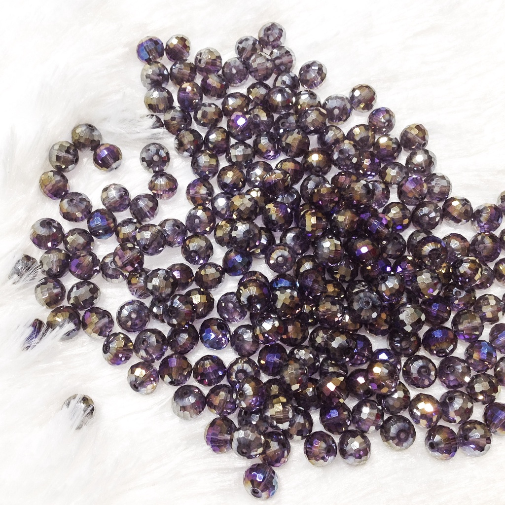 Hạt đá pha lê tròn giác size 8mm 10mm cườm xỏ vòng lắc tay lấp lánh