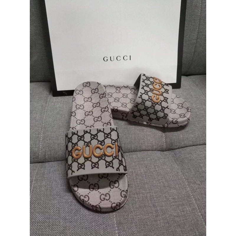 Dép thời trang nam nữ GUCCI GG GC da thật cao cấp hoạ tiết in logo siêu chất mẫu mới trẻ trung năng động