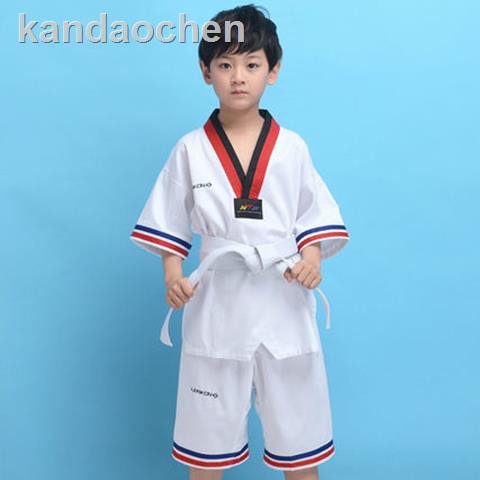 Đồng Phục Tập Võ Taekwondo Tay Ngắn Chất Liệu Cotton Thời Trang Mùa Hè Cho Bé