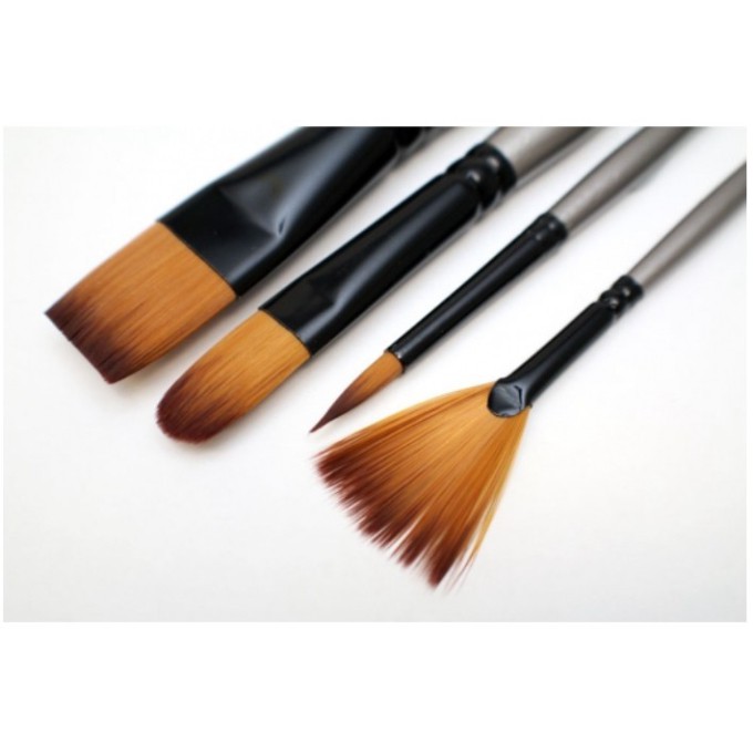 Set Bộ cọ vẽ Acrylic Mont Marte Gallery Series Brush - cọ thân xám (HÀNG CHÍNH HÃNG)