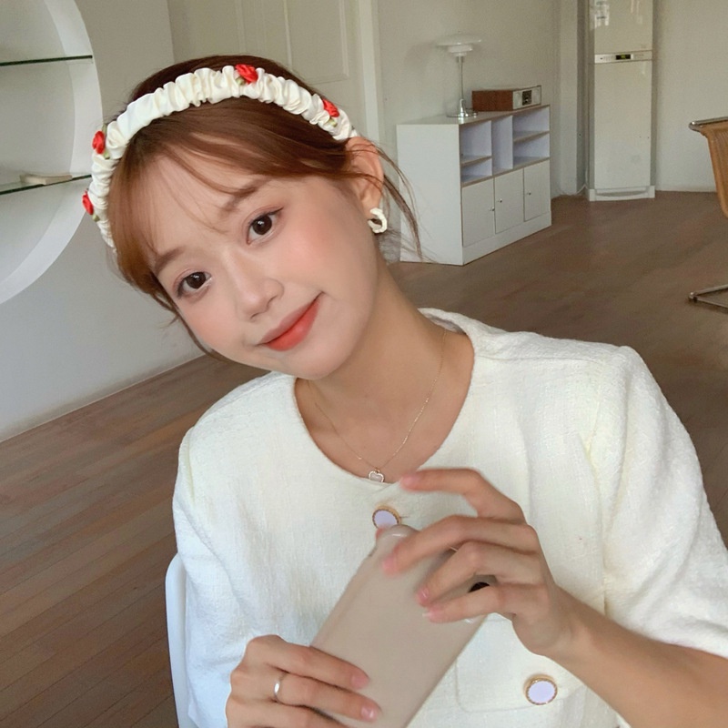 Dây Buộc Tóc Vải Lưới Họa Tiết Hoa Hồng Lãng Mạn Dành Cho Nữ