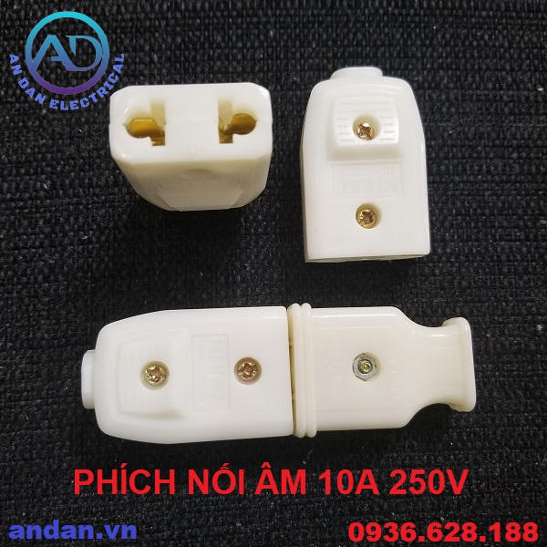 Phích cắm điện HQ Dosel DP2104, DP2105. Phích cắm 2 chân tròn – dẹt, Phích nối âm, Phích cắm chịu tải, Đầu nối đa năng