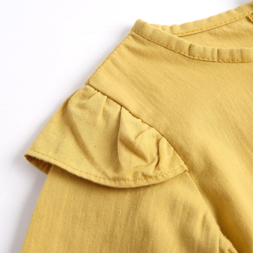 Bộ Đồ Liền Thân Sanlutoz Dành Cho Bé Gái Được Làm Từ Cotton Tay Dài Màu Vàng