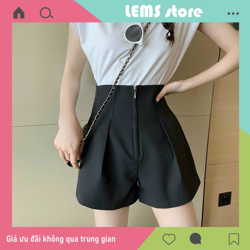Quần short cạp liền khóa trước chất tuyết mưa