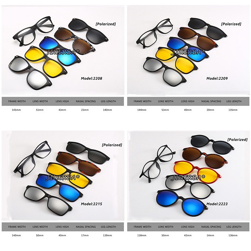 Mắt kính râm gồm 1 gọng và 5 tròng