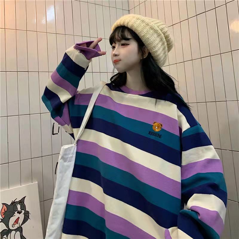 Áo hoodie dáng rộng thêu hình gấu phong cách Hàn Quốc | BigBuy360 - bigbuy360.vn