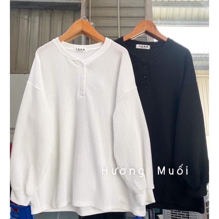 Áo len xốp oversize 3 cúc mã 2112 - ảnh thật + video