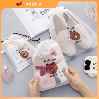Túi dây rút đựng đồ tiện lợi chống nước hình gấu nâu dễ thương HATOLA