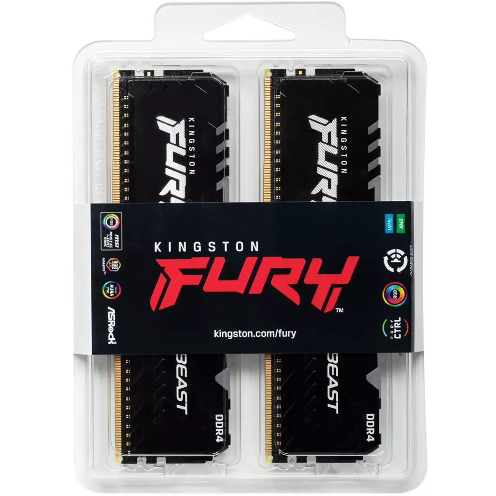 Ram PC Kingston Fury Beast RGB 16GB 3200MHz DDR4 (2x8GB) KF432C16BBAK2/16