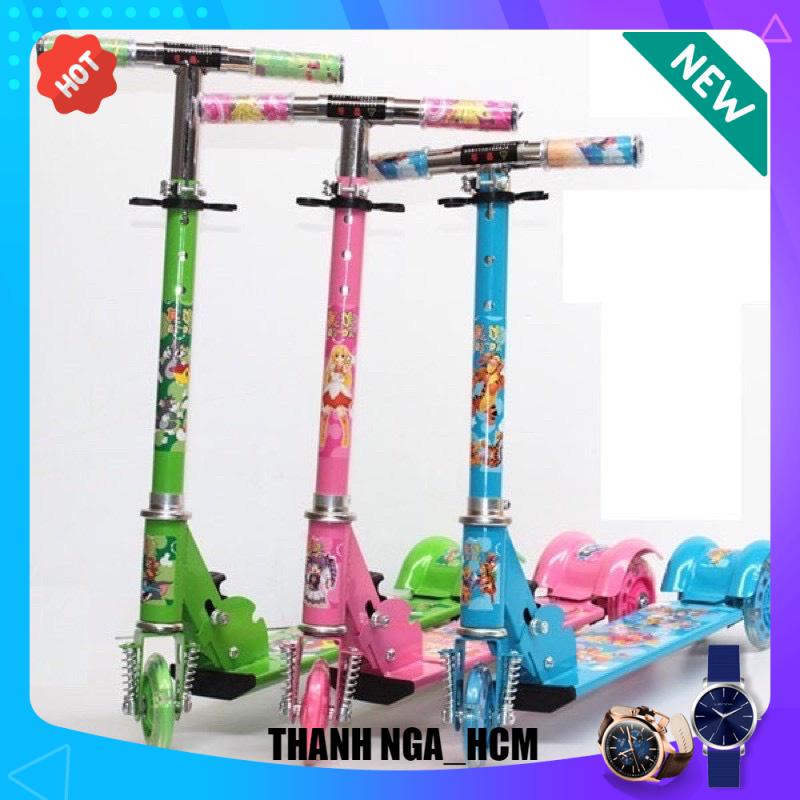 Xe trượt Scooter 3 bánh có đèn phát sáng cho bé, xe scooter khung sắt chắc chắn , MẪU CÓ THẮNG VCHUÔNG