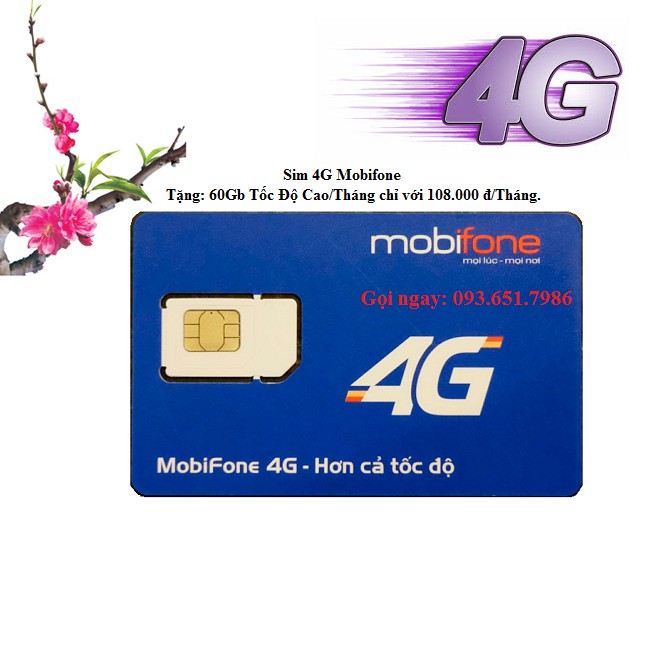 Miễn Phí Tháng Đầu Sim 3G/4G Mobifone MDT120A tặng 60GB/Tháng ( Không chia theo ngày)