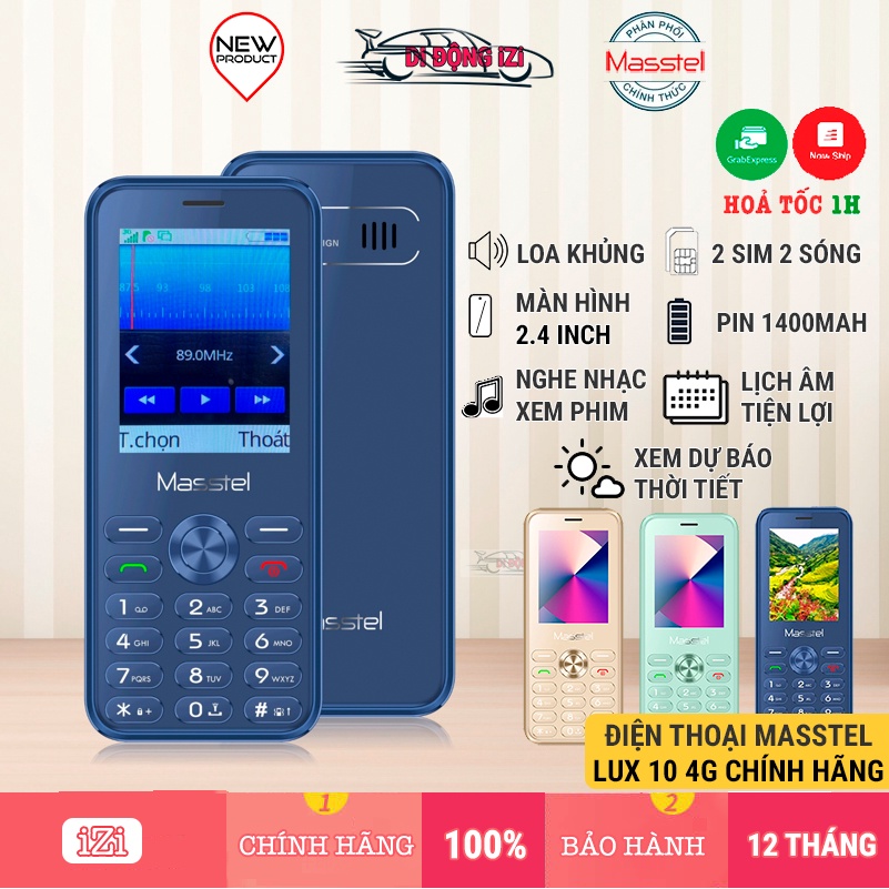 Điện Thoại Masstel Lux 10 4G LTE - Xem Lịch Âm, Dự Báo Thời Tiết, Loa To, 2 SIM Sóng Khoẻ, FM Không Dây