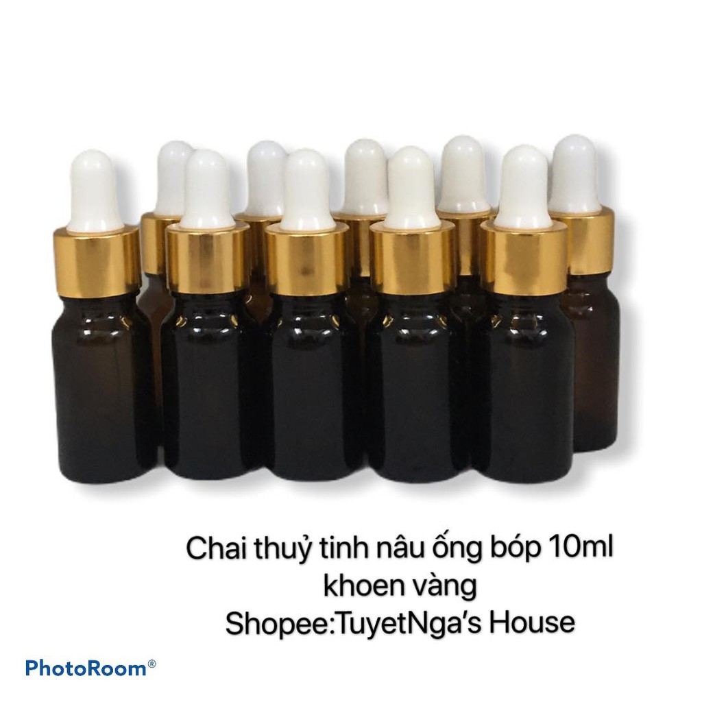 10 chai thủy tinh nâu ống bóp 10ml