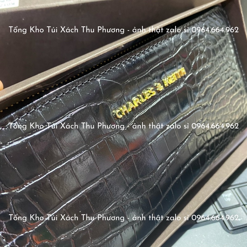 Ví dài cầm tay CN.K hàng xuất dập logo kim loại fullbox (cam kết hàng chuẩn ảnh)