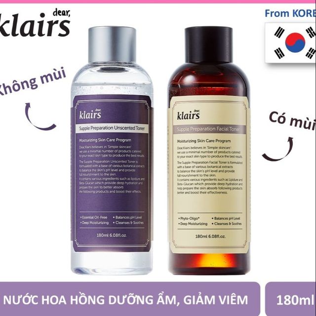 Nước hoa hồng DEAR KLAIRS SUPPLE PREPARATION UNSCENTED TONER 180ML | BigBuy360 - bigbuy360.vn