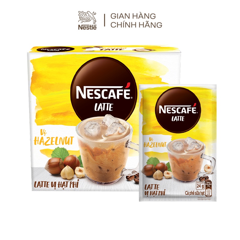 Combo 4 hộp Nescafé bao bì mới:Latte hạt phỉ+Latte hạnh nhân+Cappuccino caramel+Cappuccino dừa | BigBuy360 - bigbuy360.vn