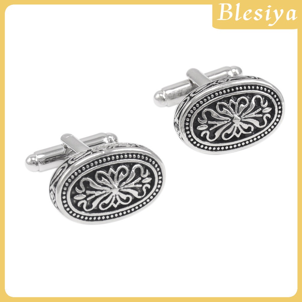 [Blesiya] Khuy Măng Sét Cổ Điển Màu Bạc Cho Chú Rể Trong Ngày Cưới