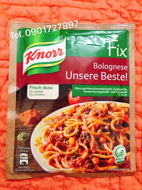 Gia Vị Sốt Mì Spaghetti Bolognese Unsere Beste! Knorr 38g (Bao bì mới)