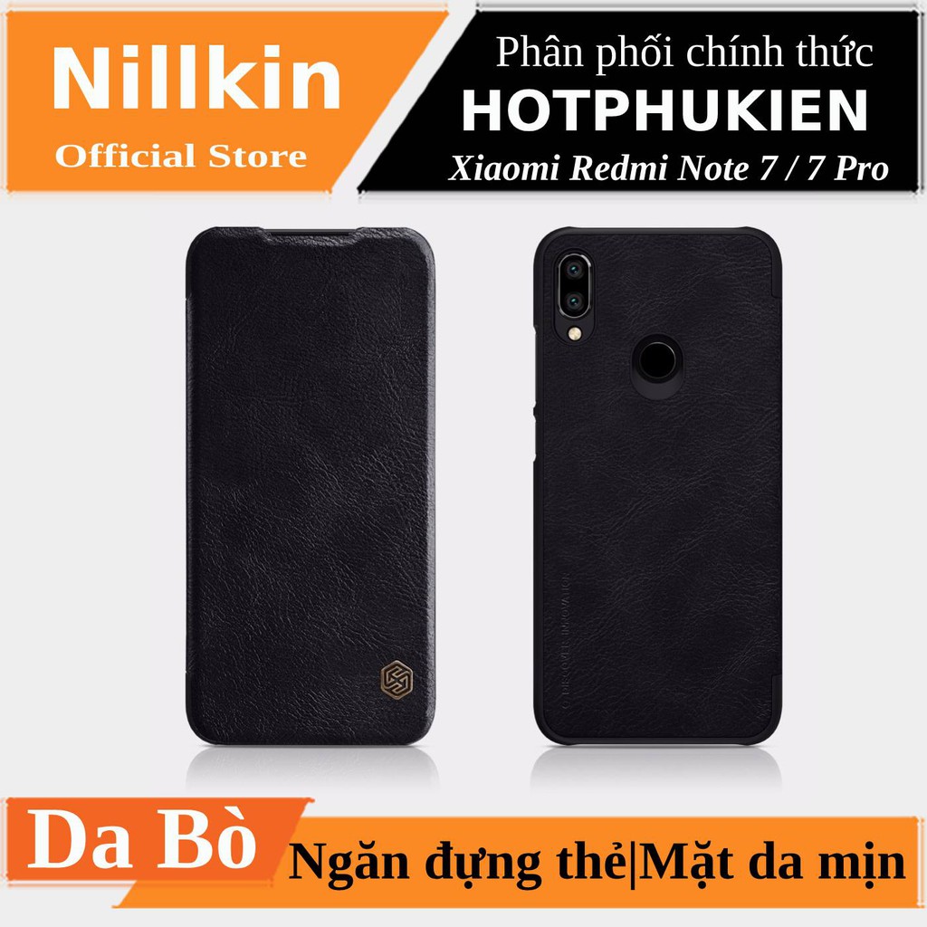 Bao Da Da Bò Cho Xiaomi Redmi Note 7 / 7 Pro hiệu Nillkin Qin Có Ngăn Đựng Thẻ - Hàng Chính Hãng