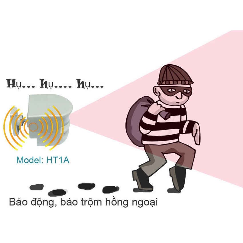 Bộ 2 thiết bị báo trộm hồng ngoại HT1A - có người hú còi