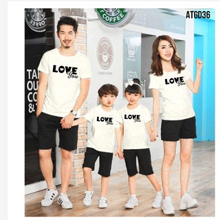 Áo thun gia đình - nhóm - đi biển chữ love you - atgd36