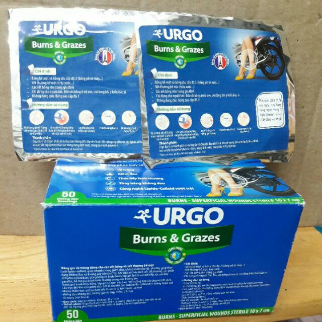 Miếng dán Bỏng Pô xe máy và các vết thương  Urgo Burns & Grazes