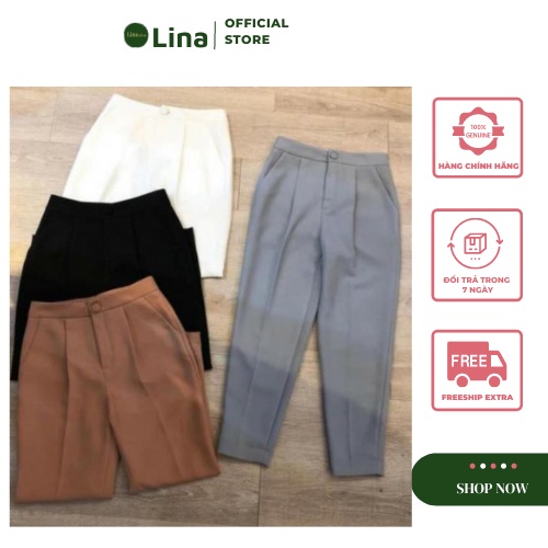 Quần Baggy Nữ Quần Tây Kaki Cúc Bọc Công Sở Đẹp LINASTORE 012