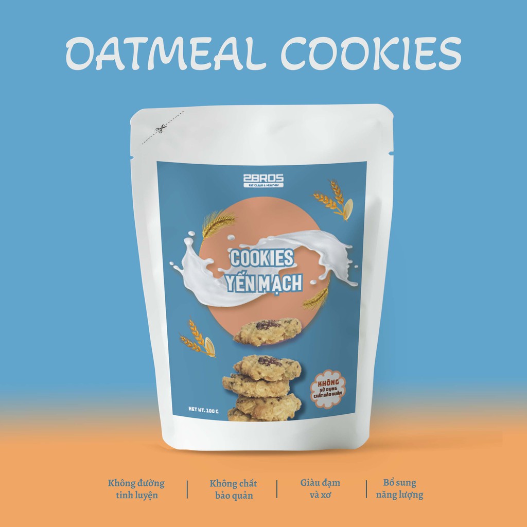 Cookies Yến Mạch 2Bros💝FREESHIP💝 Bánh Ăn Kiêng, Giảm Cân, Dành Cho Người Tiểu Đường, Thể Thao, Gym, Yoga,..