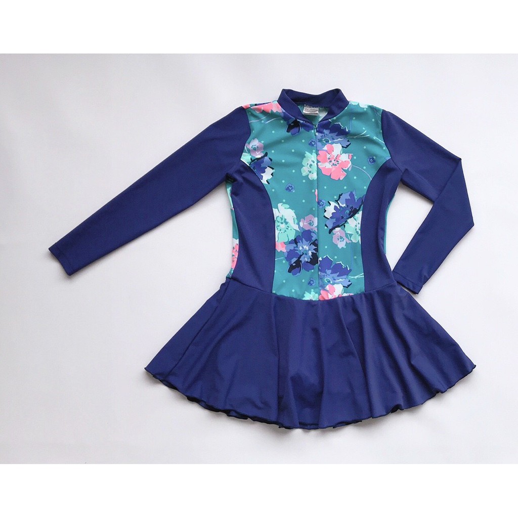 Đầm bơi tày dài liền - Có quần short bên trong - Giao màu ngẫu nhiên