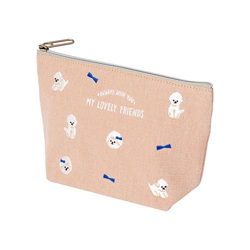 Túi Vải Đựng Đồ Cá Nhân ARTBOX Hàn Quốc Thêu Họa Tiết Cún Bichon Màu Hồng