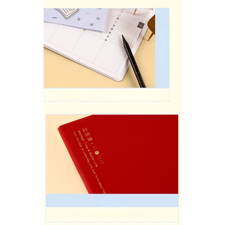 Bảng Kế Hoạch Hàng Tháng 2023 Kinbor A5 Bằng Da PU Mềm Màu Trơn Agenda 224P