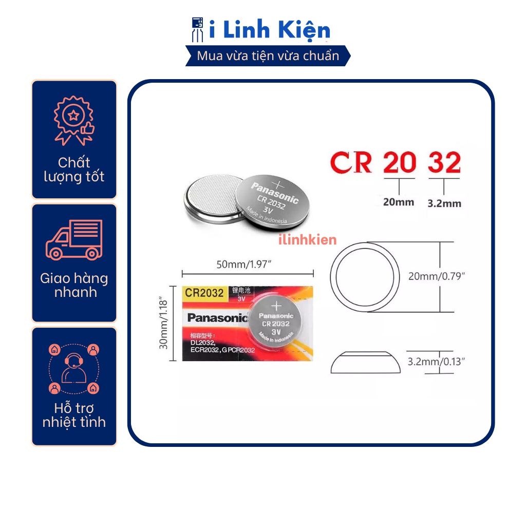 Pin CR2032 Panasonic 3V chính hãng  ilinhkien