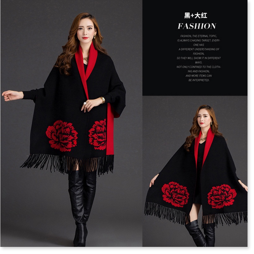 Áo len nữ đẹp, Áo khoác len nữ dáng khăn cao cấp, Khăn len nữ chất len dày mềm mịn 13