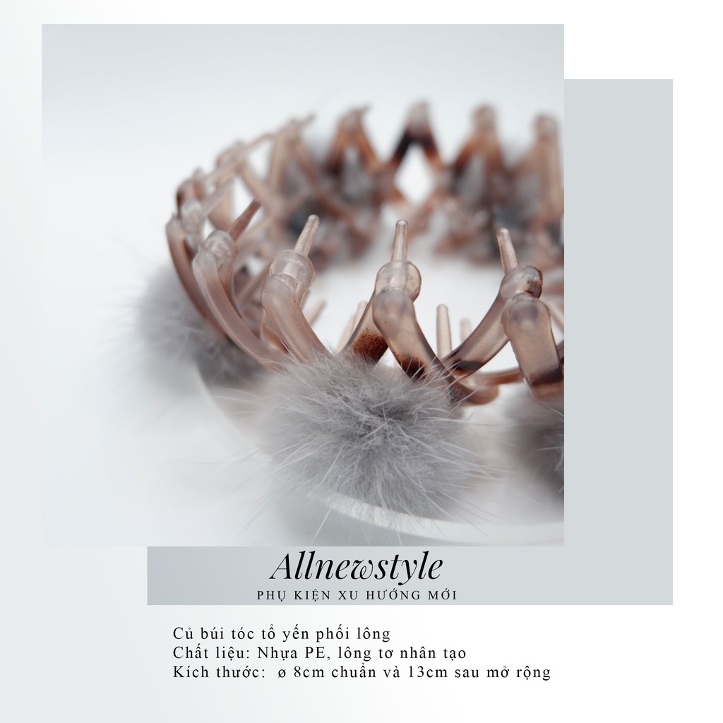 Củ búi tóc Tổ yến Allnewstyle phối lông nhân tạo 4 màu