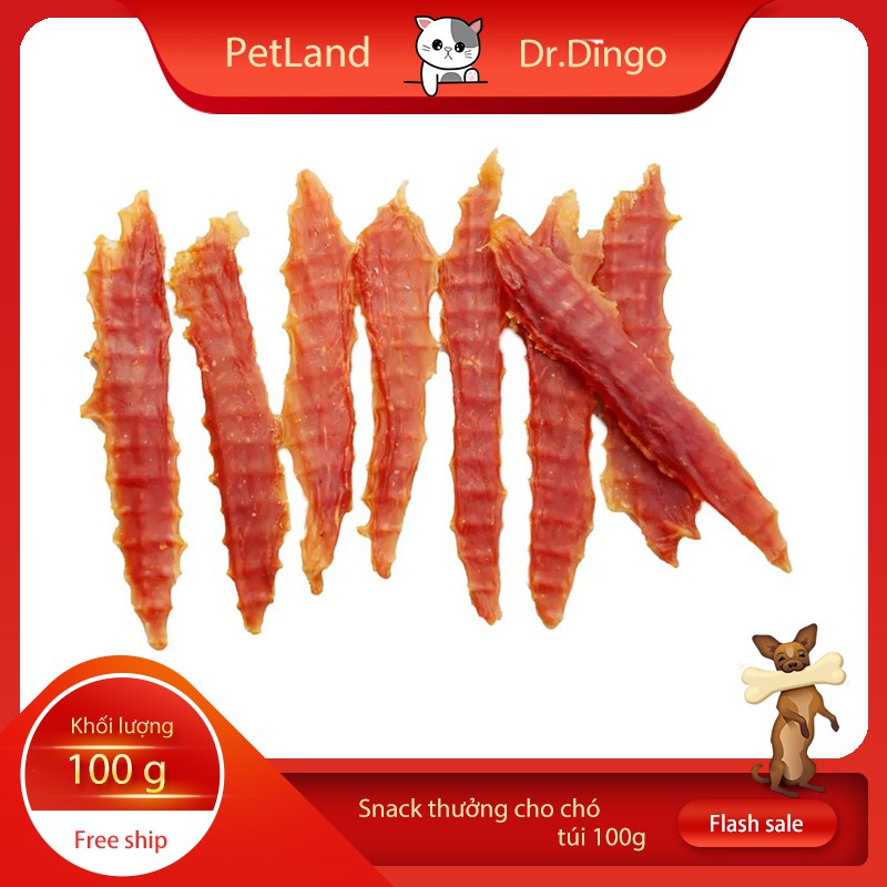 Bánh thưởng cho chó Dr.Dingo (Ức vịt nguyên miếng) túi 100gr - Snackk thưởng cho chó mèo, thú cưng