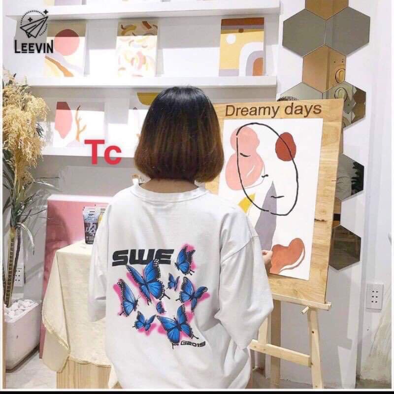 áo thun nam nữ in bươm lưng Swe Tc